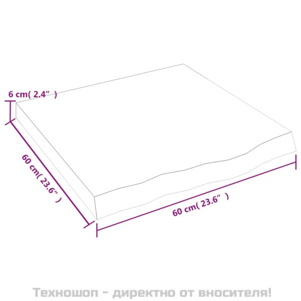 Стенен рафт тъмнокафяв 60x60x(2-6) см обработен масивен дъб