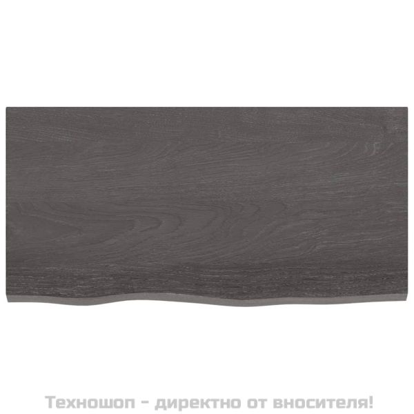 Стенен рафт тъмнокафяв 80x40x(2-4) см обработен масивен дъб