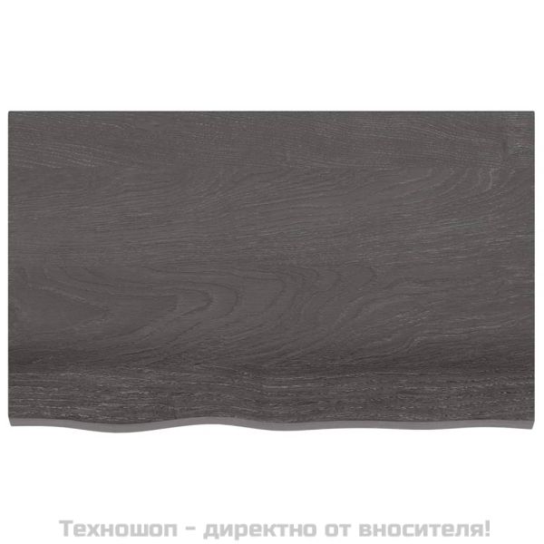 Стенен рафт тъмнокафяв 80x50x(2-4) см обработен масивен дъб