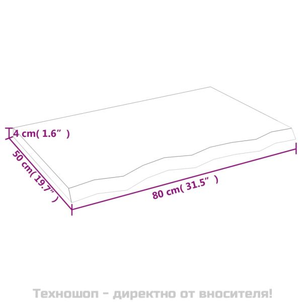 Стенен рафт тъмнокафяв 80x50x(2-4) см обработен масивен дъб