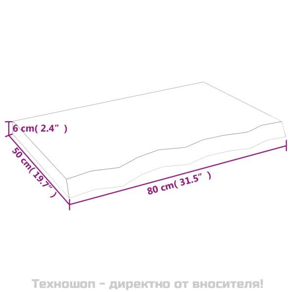 Стенен рафт тъмнокафяв 80x50x(2-6) см обработен масивен дъб