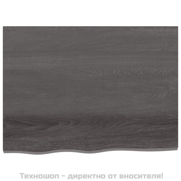 Стенен рафт тъмнокафяв 80x60x2 см обработен масивен дъб