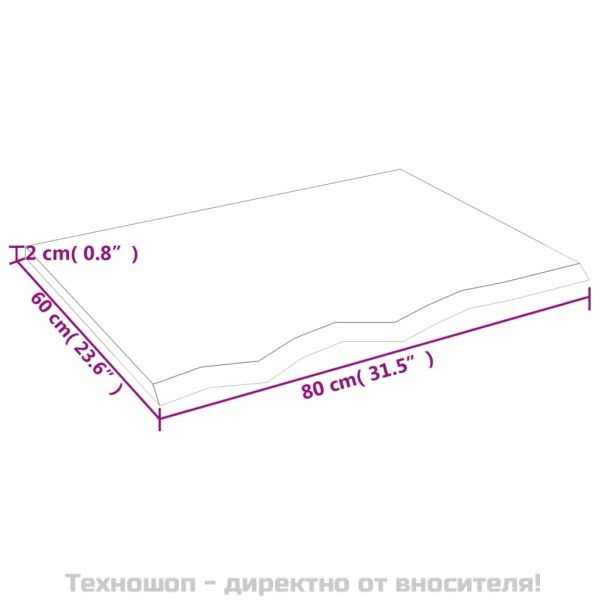 Стенен рафт тъмнокафяв 80x60x2 см обработен масивен дъб