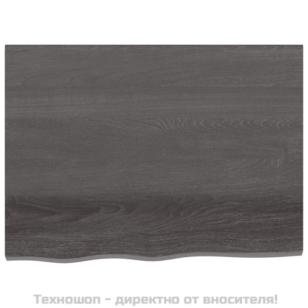 Стенен рафт тъмнокафяв 80x60x(2-6) см обработен масивен дъб