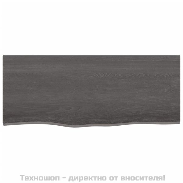 Стенен рафт тъмнокафяв 100x40x2 см обработен масивен дъб