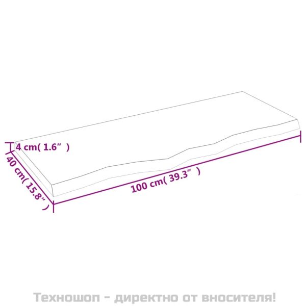 Стенен рафт тъмнокафяв 100x40x(2-4) см обработен масивен дъб