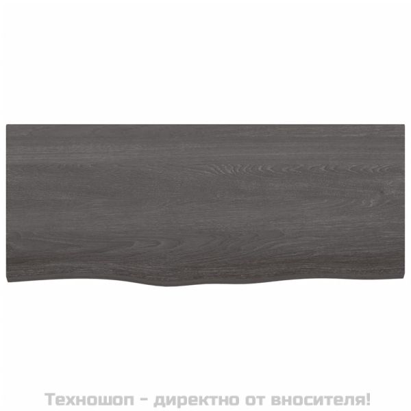 Стенен рафт тъмнокафяв 100x40x(2-6) см обработен масивен дъб