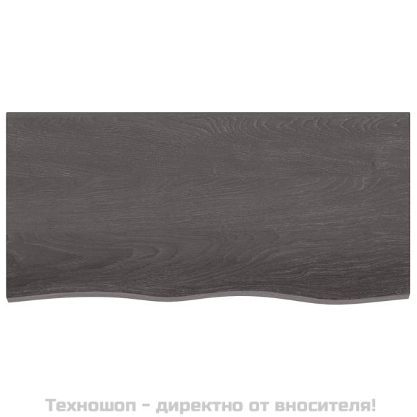 Стенен рафт тъмнокафяв 100x50x2 см обработен масивен дъб