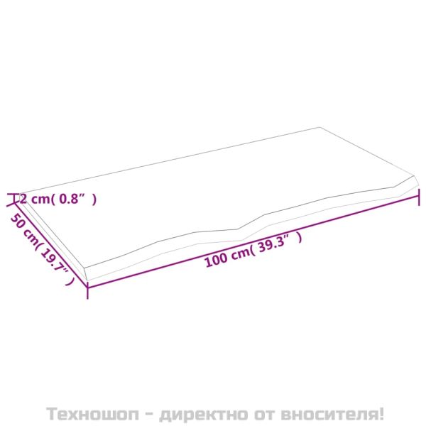 Стенен рафт тъмнокафяв 100x50x2 см обработен масивен дъб