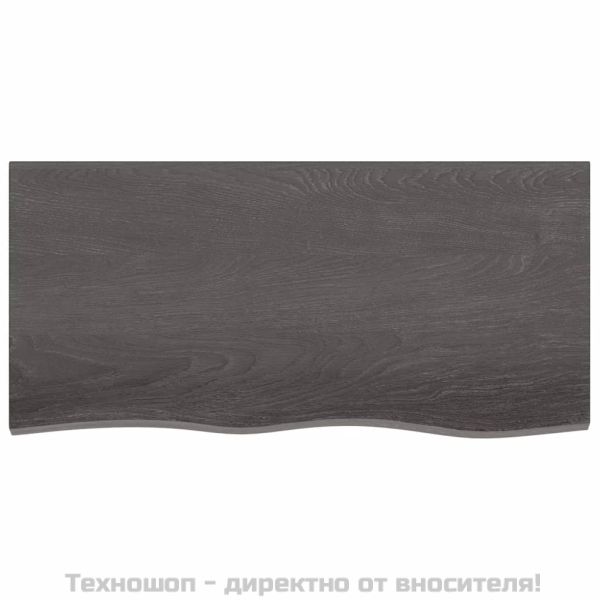 Стенен рафт тъмнокафяв 100x50x(2-4) см обработен масивен дъб