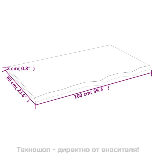 Стенен рафт тъмнокафяв 100x60x2 см обработен масивен дъб