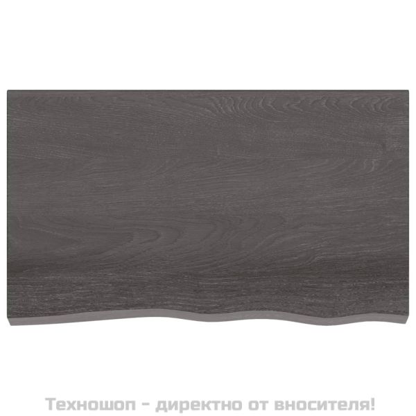 Стенен рафт тъмнокафяв 100x60x(2-4) см обработен масивен дъб