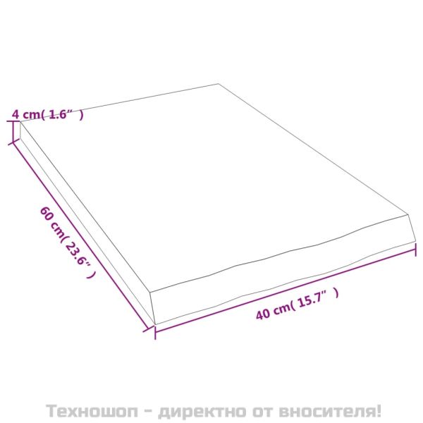 Стенен рафт тъмнокафяв 40x60x(2-4) см обработен масивен дъб