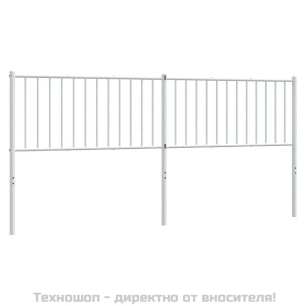 Метална табла за глава, бяла, 193 см