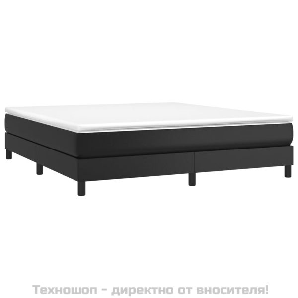 Рамка за легло с пружини черна 160x200 см изкуствена кожа