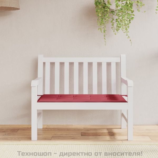 Възглавница за пейка виненочервена 100x50x4 см оксфорд плат