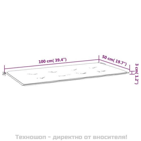 Възглавница за пейка виненочервена 100x50x4 см оксфорд плат