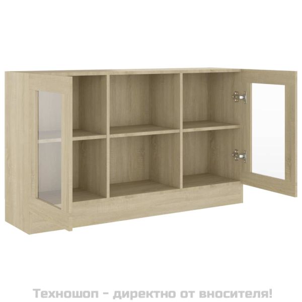 Шкаф витрина, дъб сонома, 120x30,5x70 см, ПДЧ