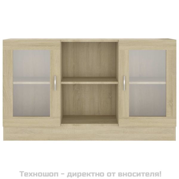 Шкаф витрина, дъб сонома, 120x30,5x70 см, ПДЧ