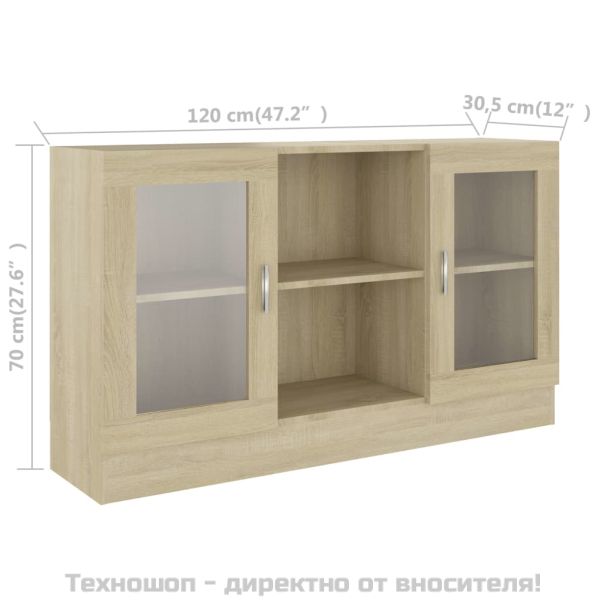 Шкаф витрина, дъб сонома, 120x30,5x70 см, ПДЧ