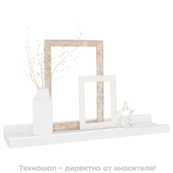 Стенни рафтове, 2 бр, бял гланц, 40x9x3 см