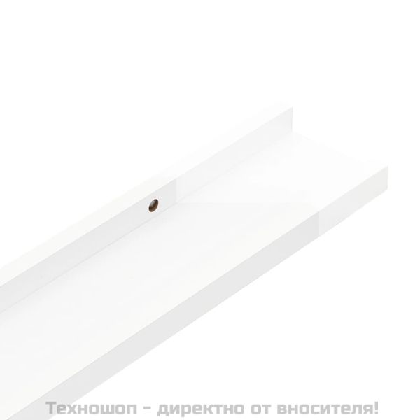 Стенни рафтове, 2 бр, бял гланц, 40x9x3 см
