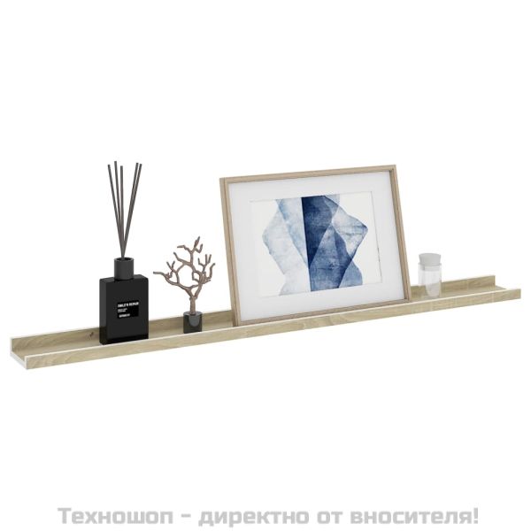 Стенни рафтове, 2 бр, бяло и сонома дъб, 100x9x3 см