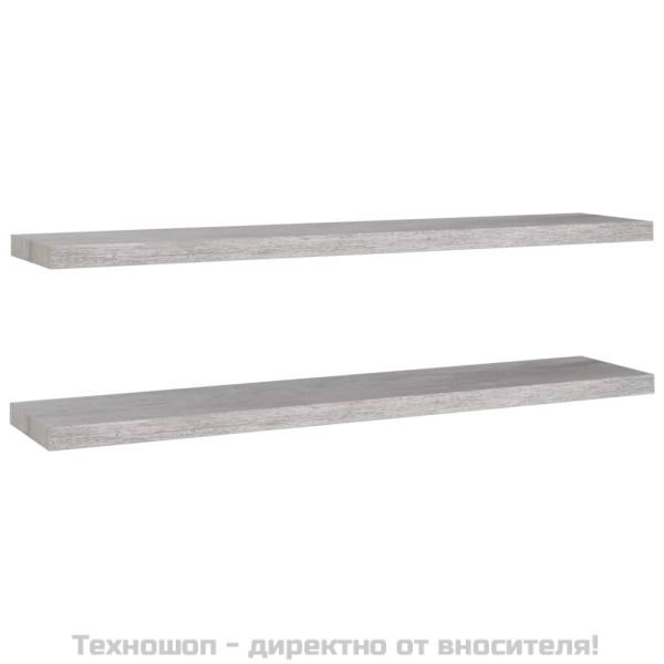 Окачени стенни рафтове, 2 бр, бетонно сив, 120x23,5x3,8 см, МДФ