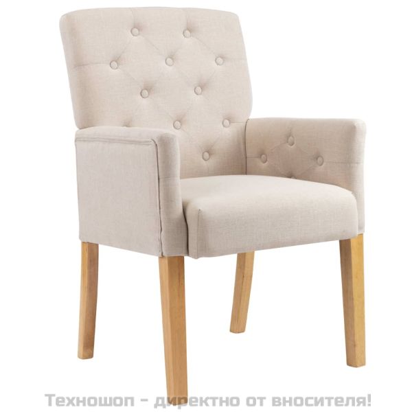 Трапезни столове с подлакътници, 4 бр, бежови, плат