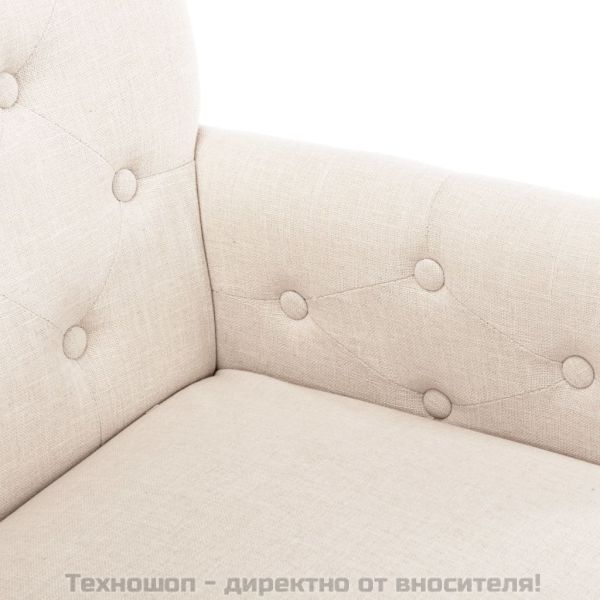 Трапезни столове с подлакътници, 4 бр, бежови, плат