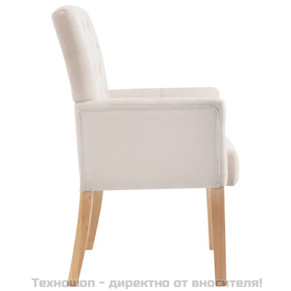 Трапезни столове с подлакътници, 2 бр, бежови, плат