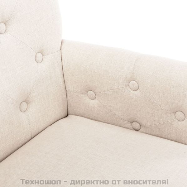 Трапезни столове с подлакътници, 2 бр, бежови, плат