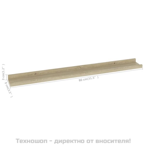 Стенни рафтове, 4 бр, сонома дъб, 80x9x3 см