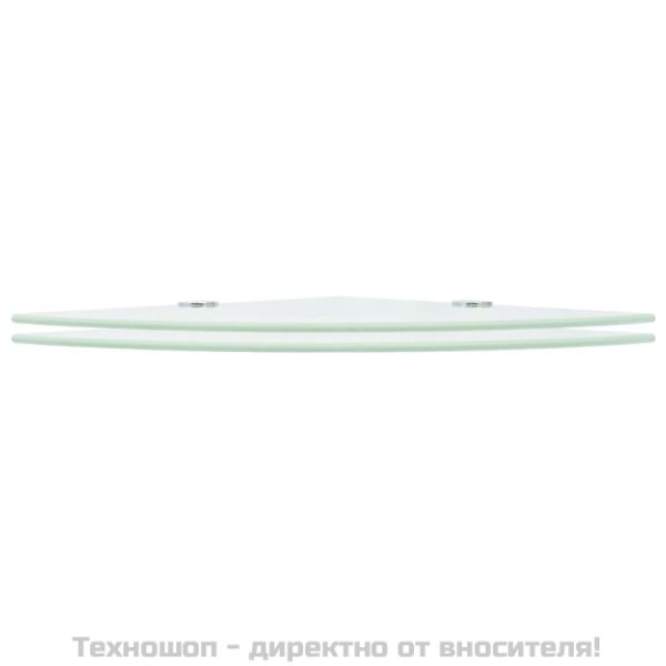 Ъглови рафтове, 2 бр, бяло стъкло с държачи хром, 25x25 см