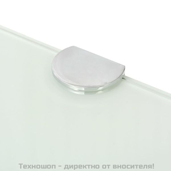 Ъглови рафтове, 2 бр, бяло стъкло с държачи хром, 25x25 см