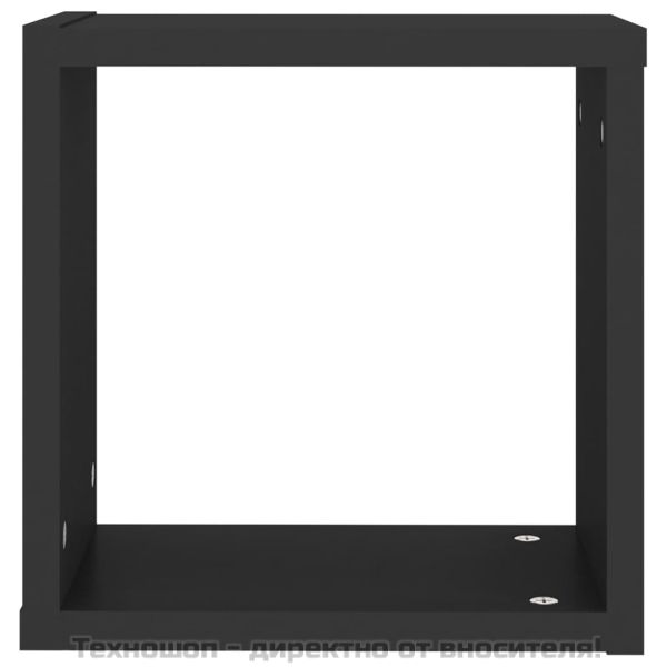 Стенни кубични рафтове, 2 бр, черни, 30x15x30 см