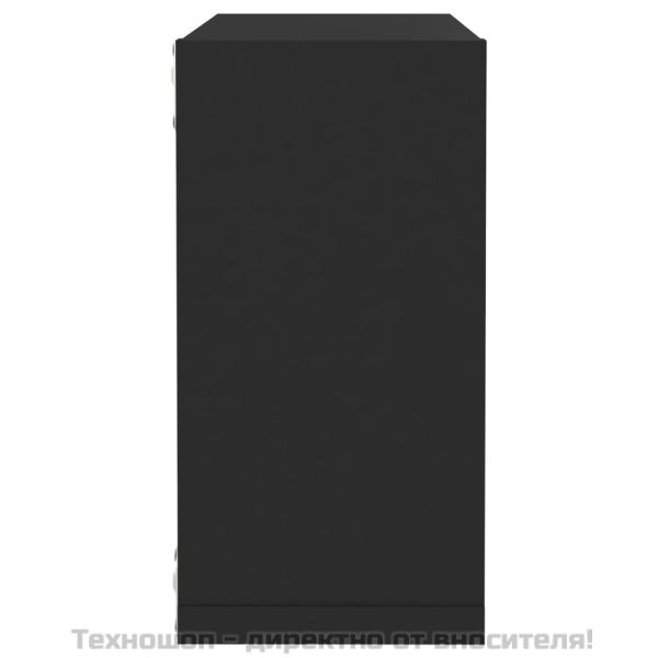 Стенни кубични рафтове, 2 бр, черни, 30x15x30 см