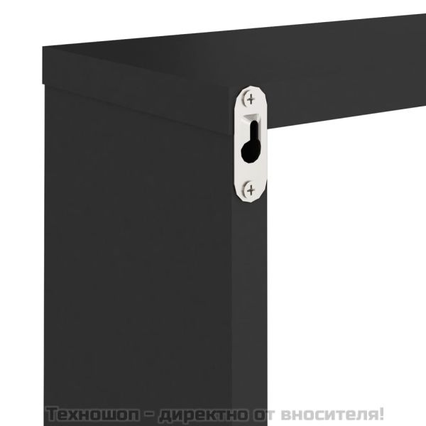 Стенни кубични рафтове, 2 бр, черни, 30x15x30 см
