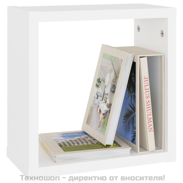 Стенни кубични рафтове, 4 бр, бели, 30x15x30 см