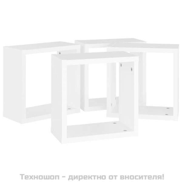 Стенни кубични рафтове, 4 бр, бели, 30x15x30 см