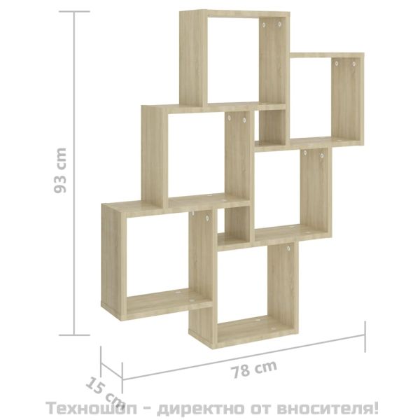 Стенен кубичен рафт, дъб сонома, 78x15x93 см, инженерно дърво