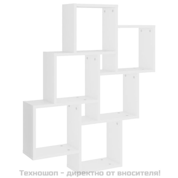 Стенен кубичен рафт, бял, 78x15x93 см, инженерно дърво