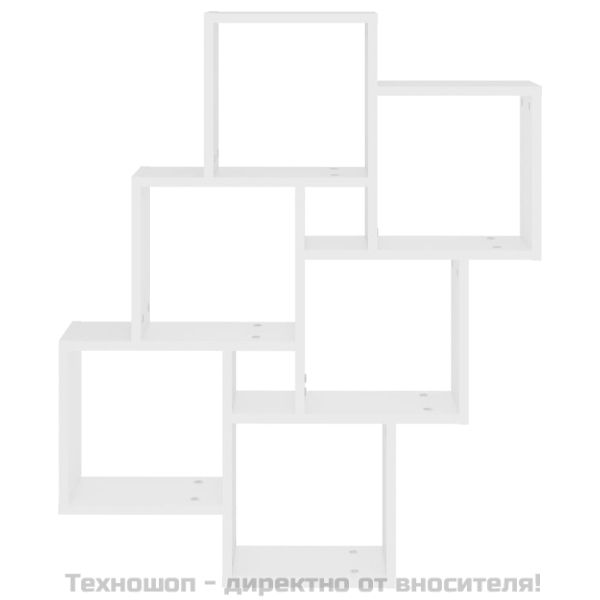 Стенен кубичен рафт, бял, 78x15x93 см, инженерно дърво