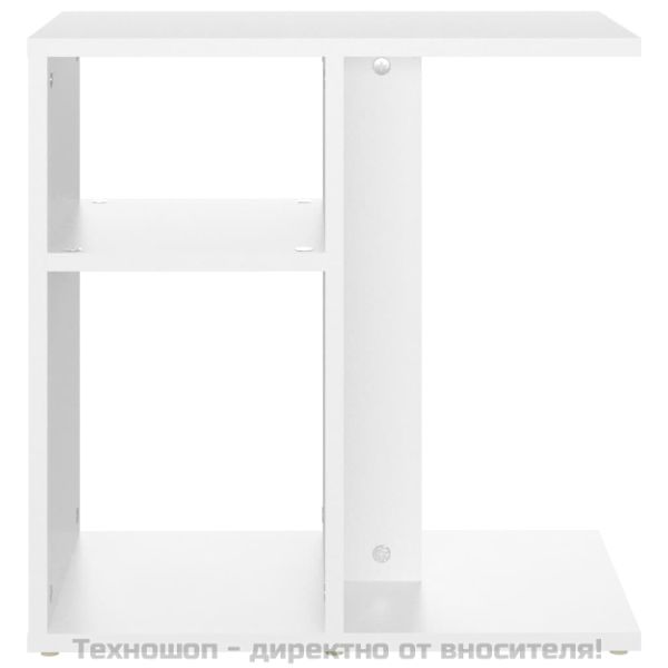 Странична маса, бяла, 50x30x50 см, инженерно дърво