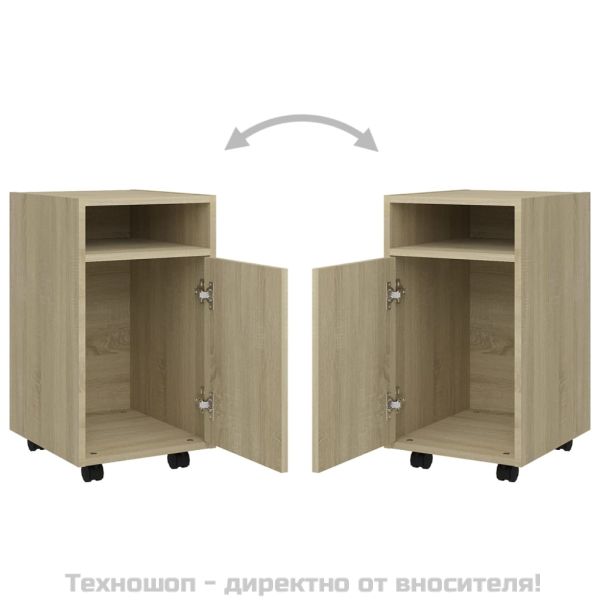 Страничен шкаф с колелца дъб сонома 33x38x60 см инженерно дърво