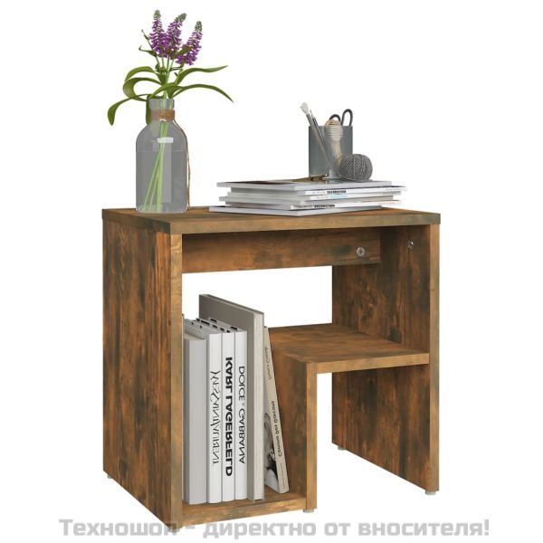 Нощно шкафче, опушен дъб, 40x30x40 см, инженерно дърво