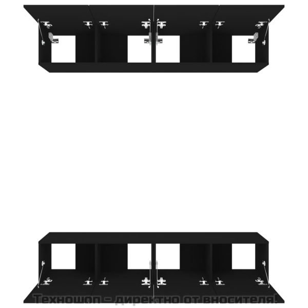 ТB шкафове, 4 бр, черни, 80x30x30 см, инженерно дърво