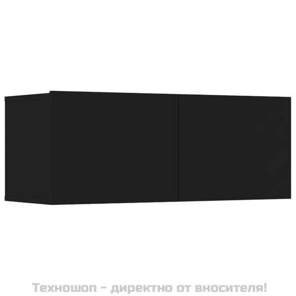 ТB шкафове, 4 бр, черни, 80x30x30 см, инженерно дърво