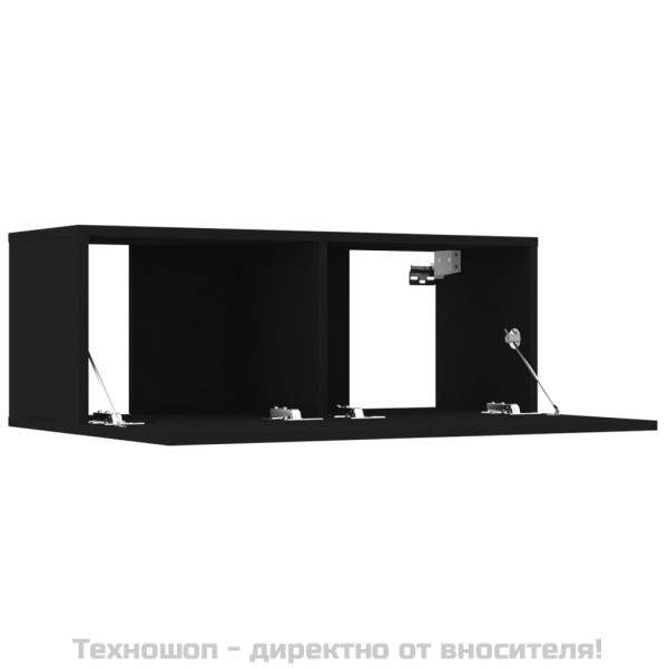 ТB шкафове, 4 бр, черни, 80x30x30 см, инженерно дърво