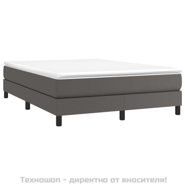 Рамка за легло с пружини сива 140x190 см изкуствена кожа